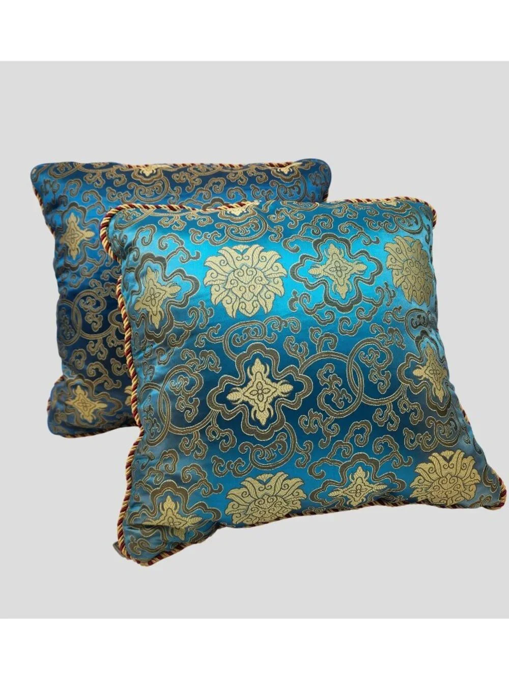Pair of Asian Silk Brocade Pillows